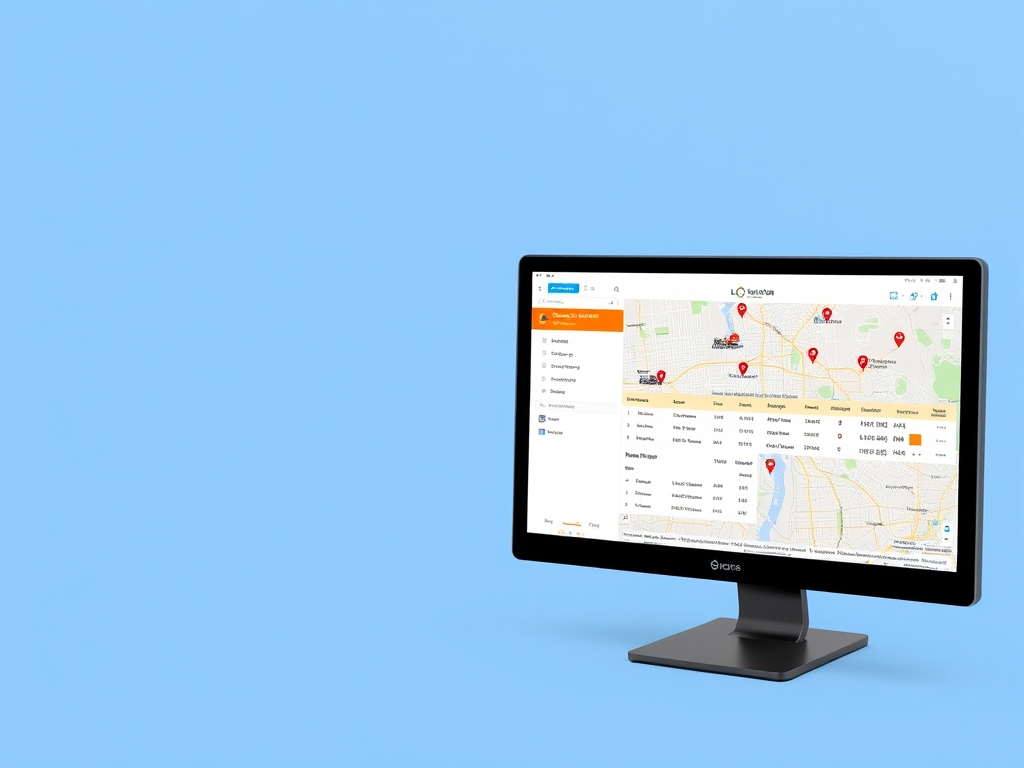 نمایی از نرم افزار ردیابی GPS با نمایش موقعیت مکانی چندین خودروی ناوگان بر روی نقشه، با رابط کاربری کاربرپسند و نمایش اطلاعات خودروها
