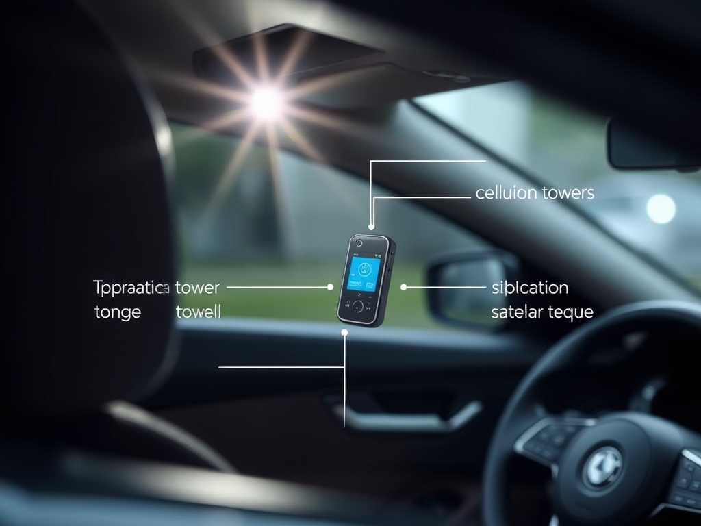 ردیاب gps با امکان موقعیت یابی از طریق دکل های مخابراتی و ماهواره همزمان، دستگاهی کوچک داخل خودرو قرار دارد و با فلش امکاناتش هایلایت شده