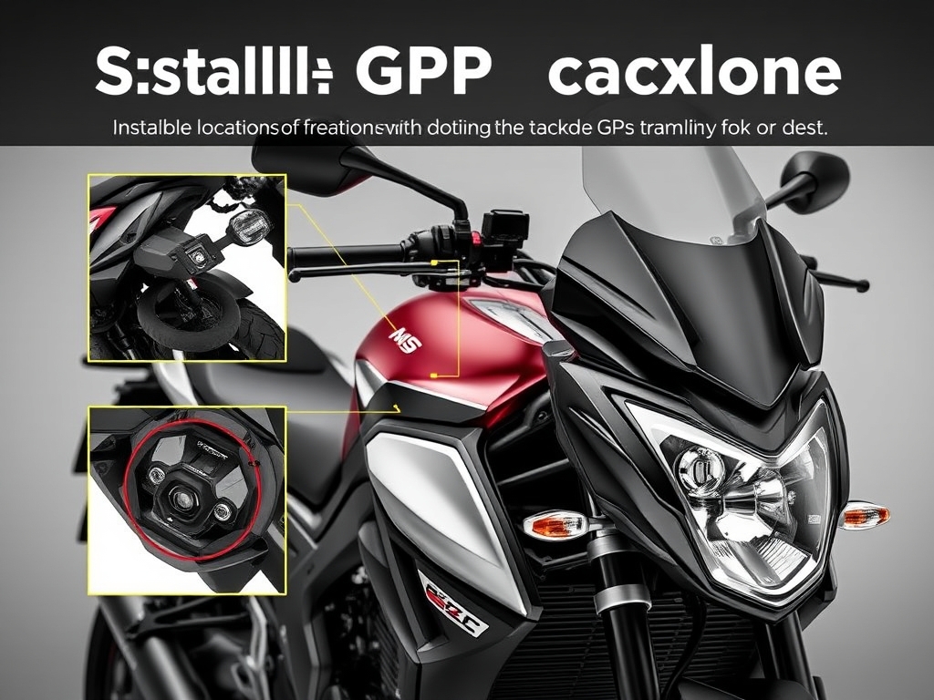 محل‌های مناسب برای نصب ردیاب GPS در موتورسیکلت مانند زیر زین، داخل فیرینگ‌ها یا زیر چراغ جلو.