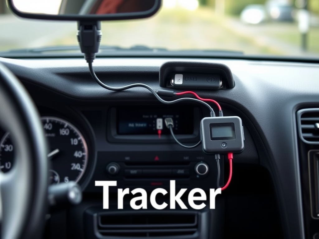 نمونه‌ای از نصب ردیاب GPS زیر داشبورد خودرو، با نمایش سیم‌کشی و اتصالات